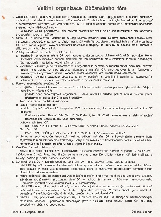 19891128OrganizaceOF ;Dokumenty OF Trutnov